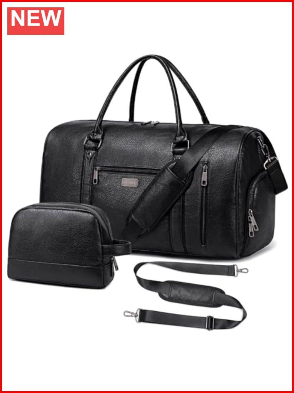 Vintage Large Travel Duffel Bag with Shoe Compartment and Toiletry Bag